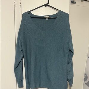 Ella Moss Blue V-Neck Sweater Lightweight Knit